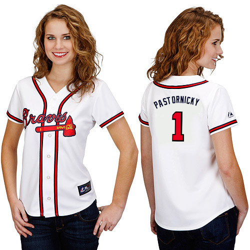 Tyler Pastornicky #1 mlb Jersey-Atlanta Braves Women's Authentic Home White Cool Base Baseball Jersey